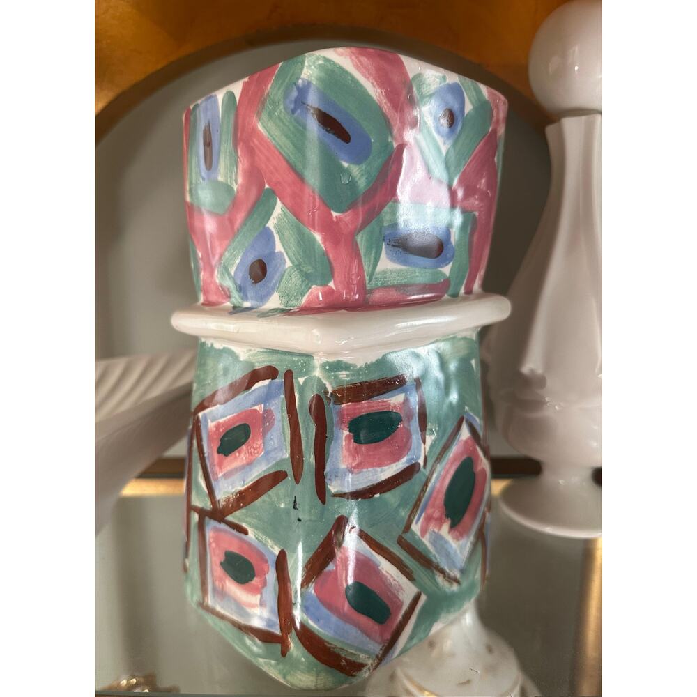 Vintage hand-painted vase colorful abstract unique rare one of a kind unique - Picture 15 of 16